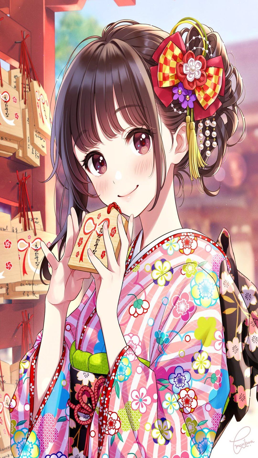 Hình nền Anime Kimono dễ thương cho điện thoại