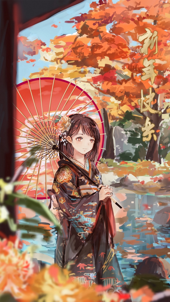 Hình nền Anime Kimono HD cho điện thoại