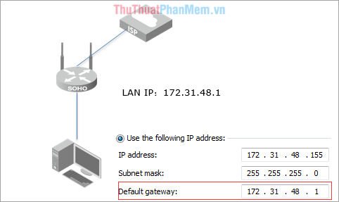 Các địa chỉ default gateway thông thường được đặt là .1