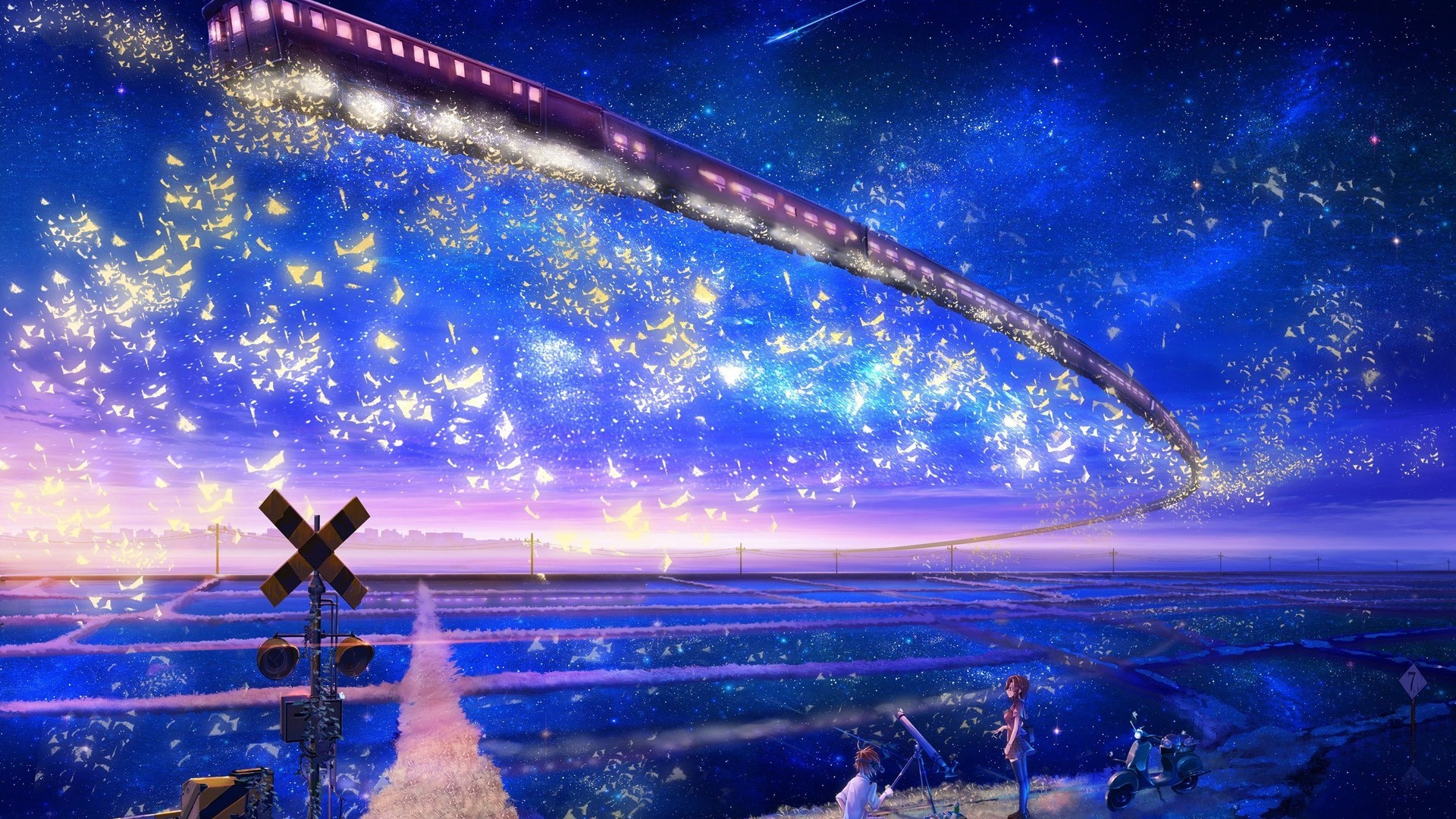 Hình ảnh bầu trời đêm tỏa sáng rực rỡ của anime