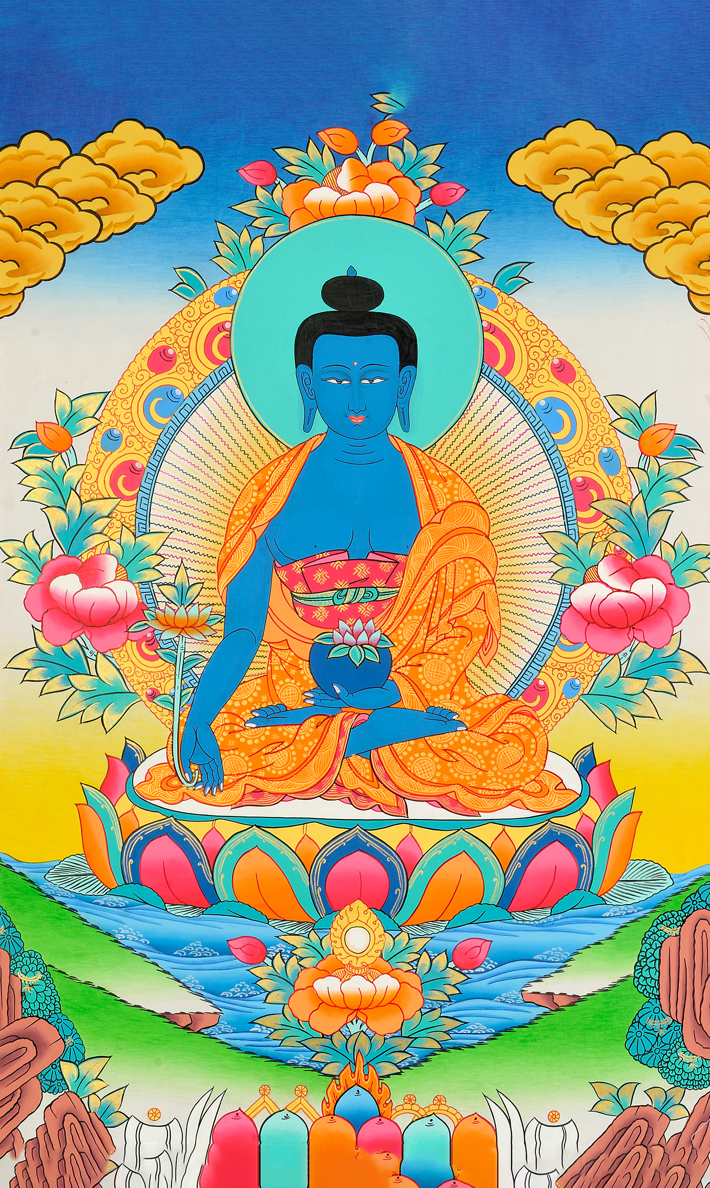 Ảnh nền Phật Dược Sư tinh tế, tương phản