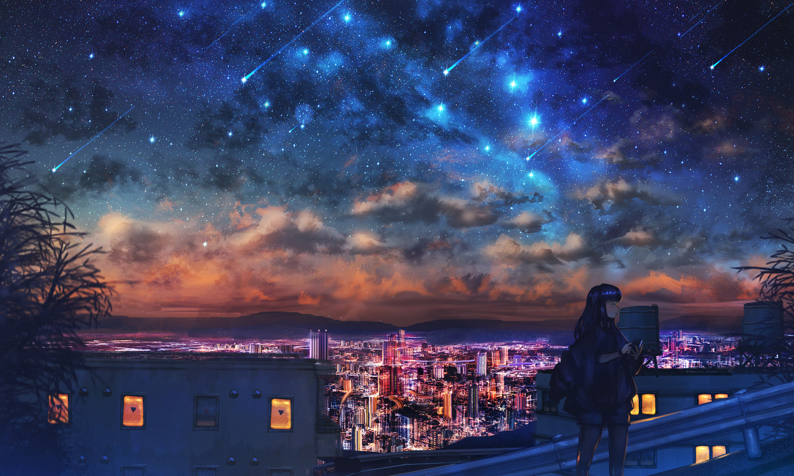 Vẻ đẹp của bầu trời đêm anime