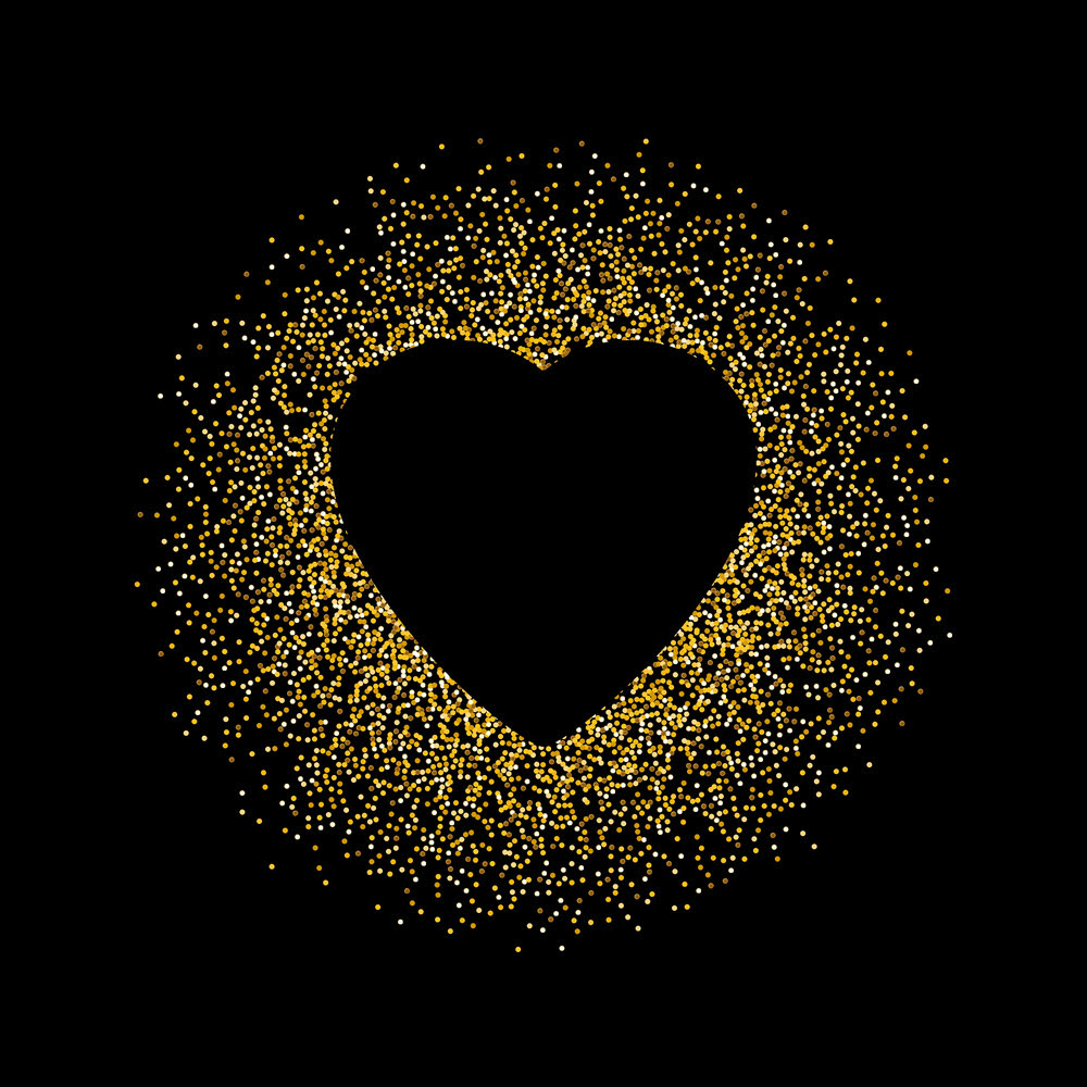 Heart Black Gold Background
