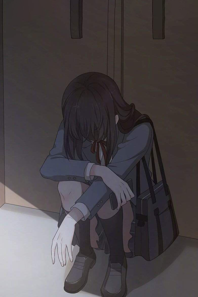 Hình ảnh anime bó gối khóc thầm