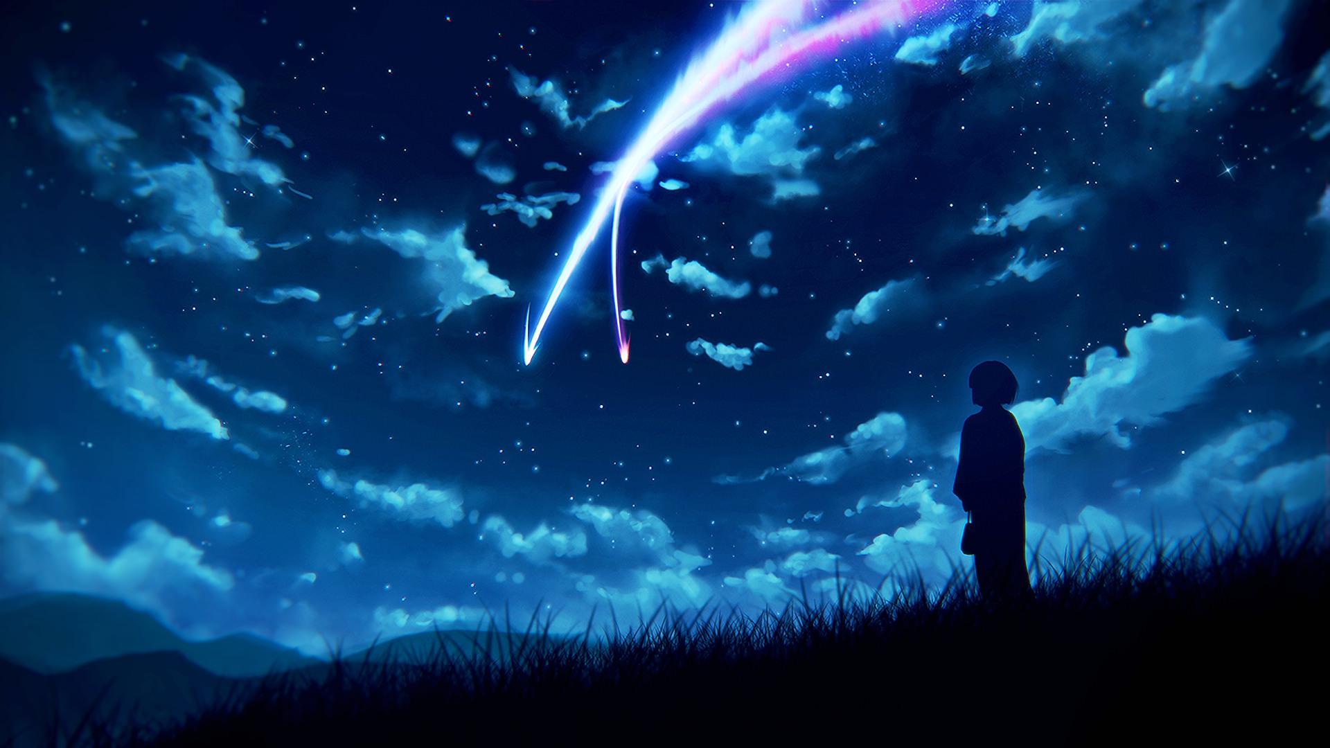 Một bức tranh tuyệt đẹp về bầu trời đêm anime