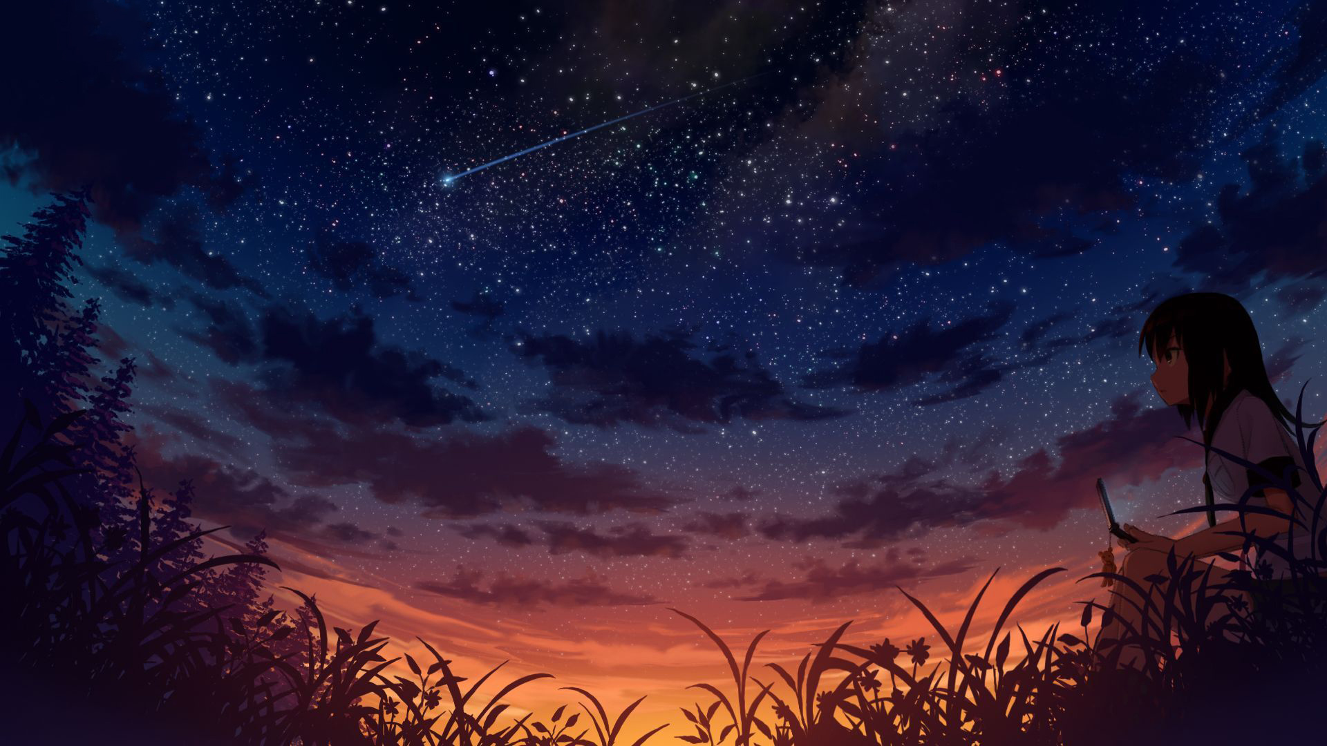 Hình ảnh đẹp bầu trời đêm buồn anime