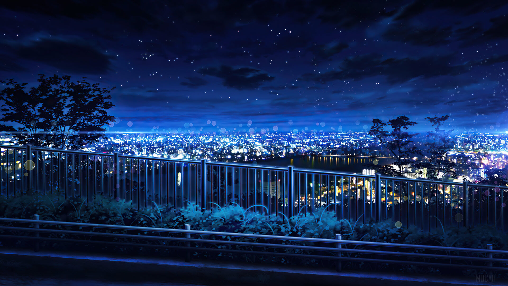 Hình ảnh bầu trời đêm anime đẹp, lấp lánh