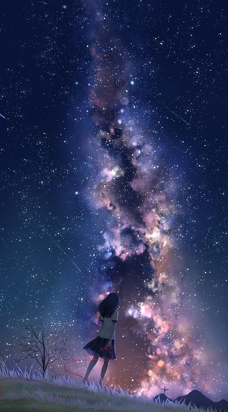 Hình ảnh bầu trời đêm anime huyền ảo