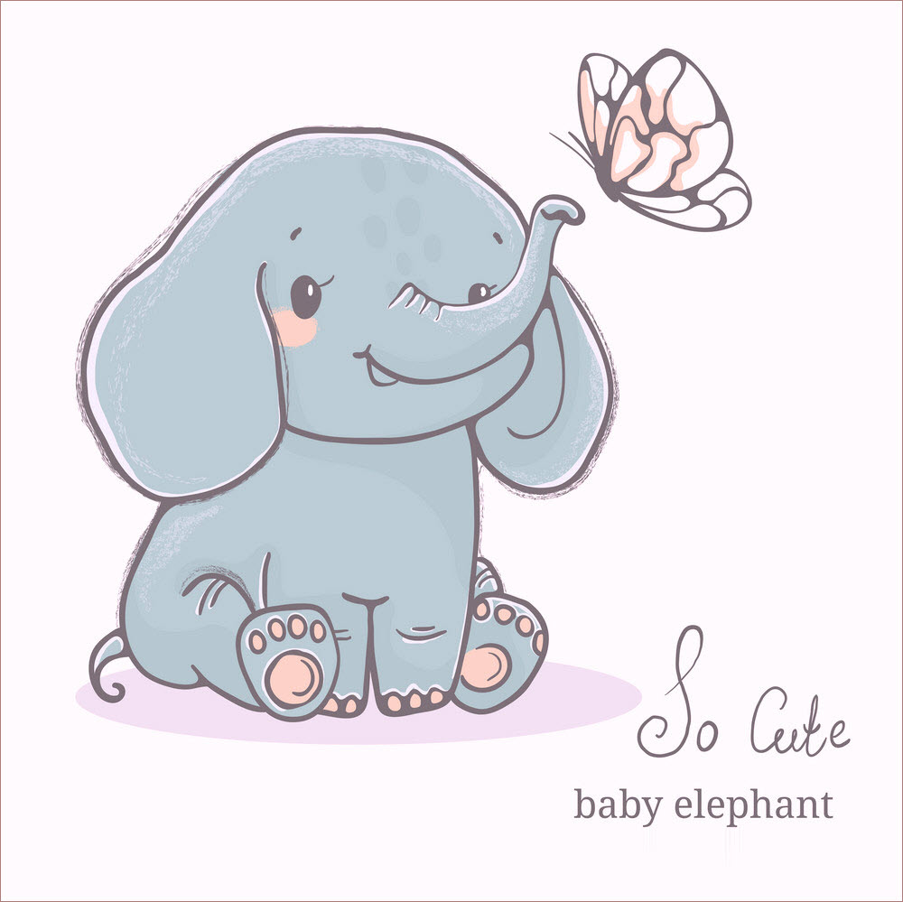 Hình chú voi chibi cute đơn giản dễ vẽ