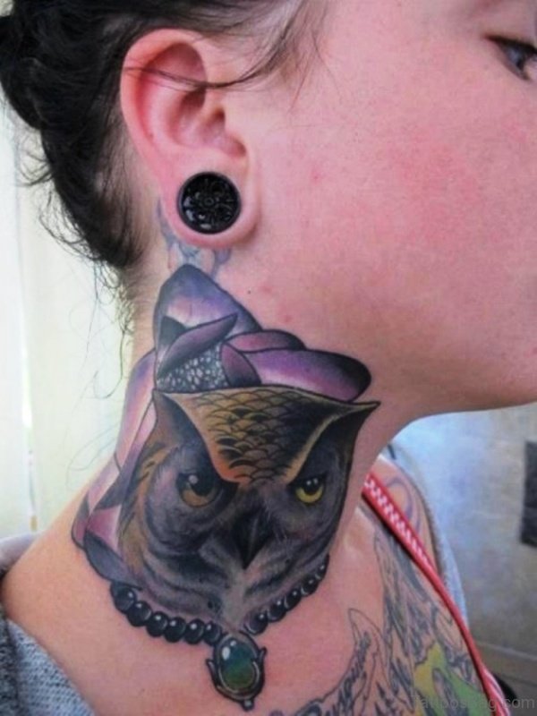 Owl Tattoos On Neck