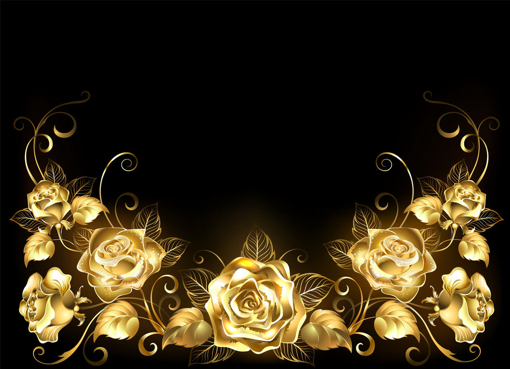 Rose Black Gold Background