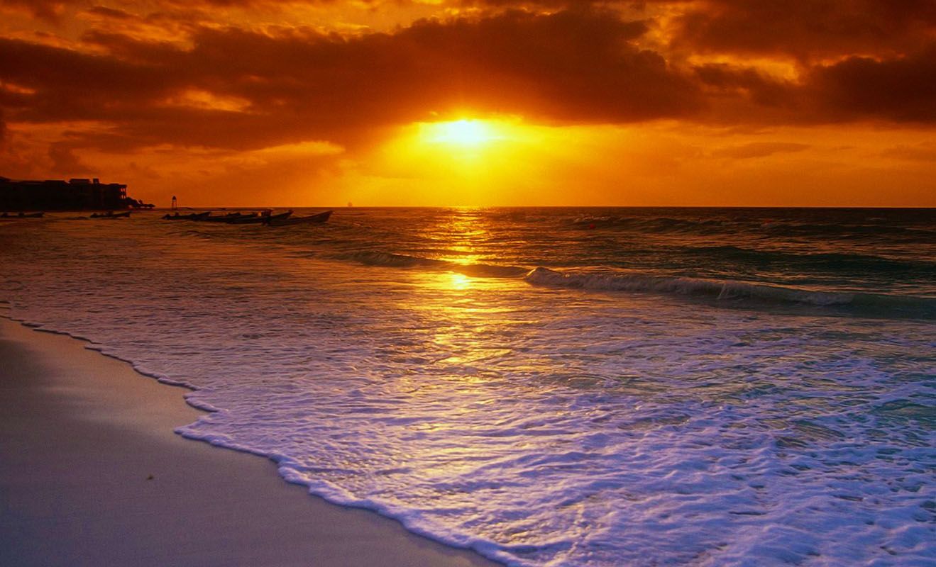Ảnh nền Mặt Trời mọc trên biển cực đẹp