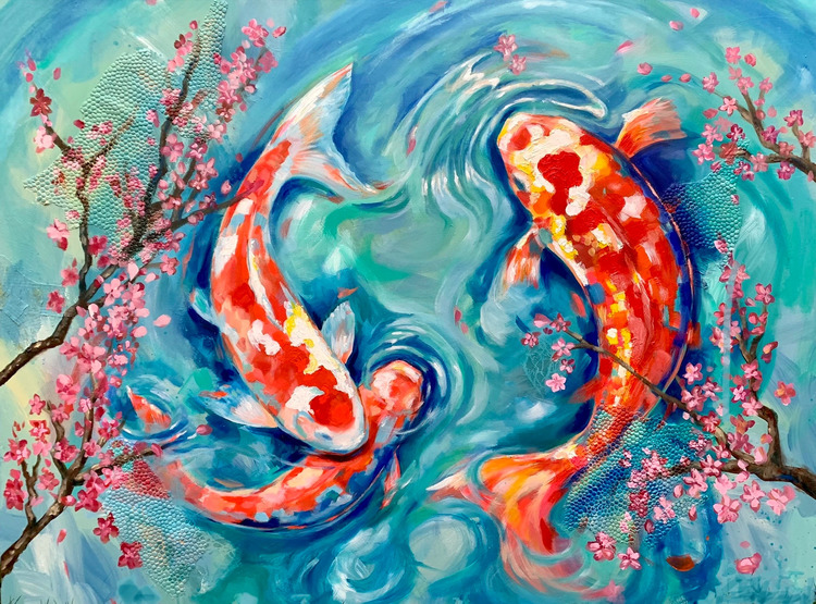 Hình vẽ cá chép Nhật đẹp