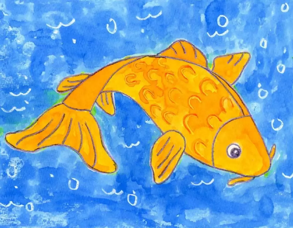 Hình vẽ cá chép vàng