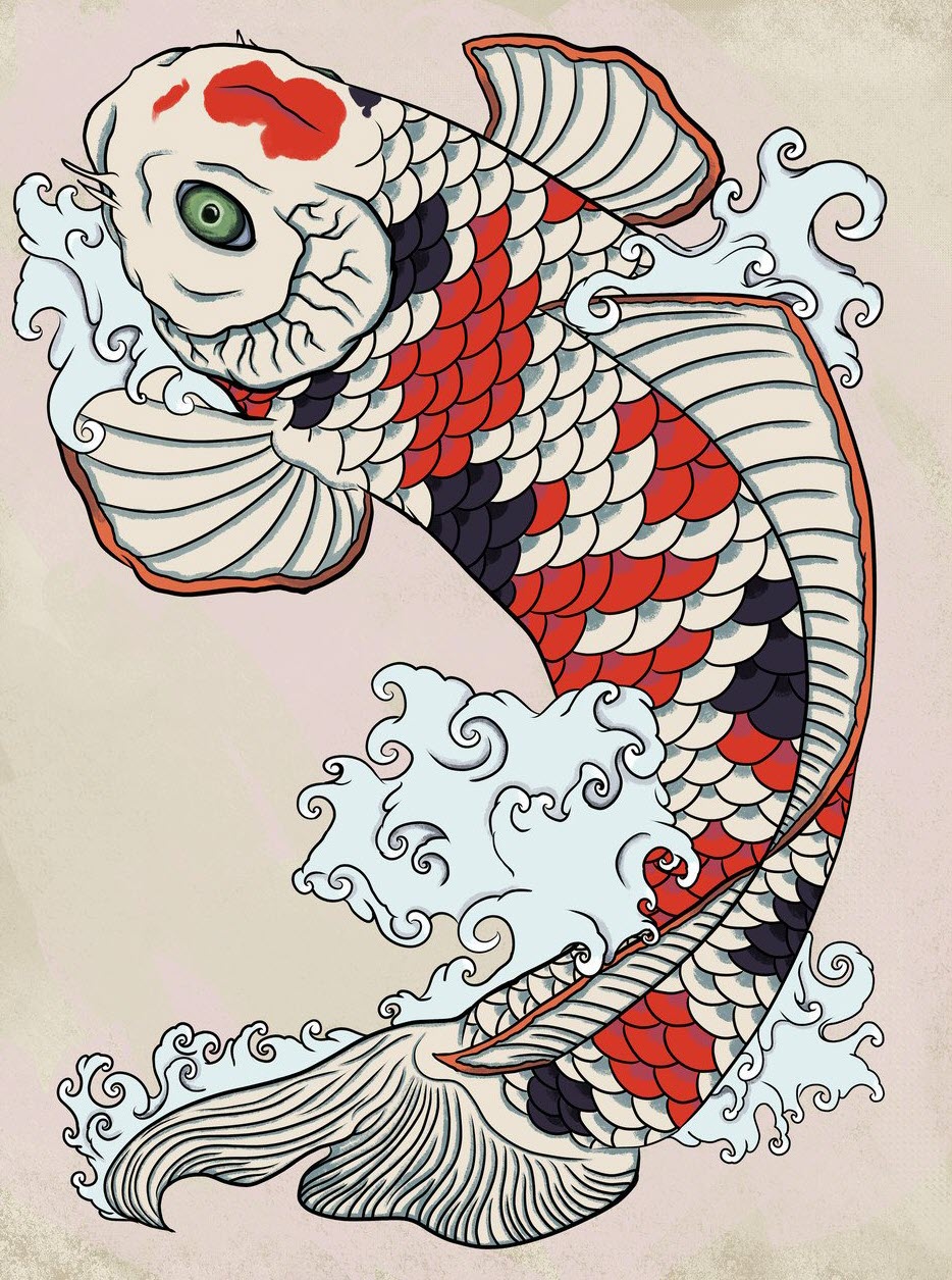 Hình vẽ cá Koi Nhật
