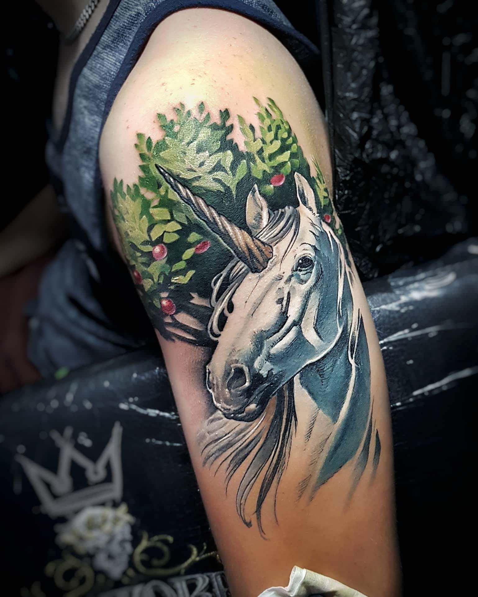 Hình xăm Kỳ Lân 0113 tại ĐỖ NHÂN TATTOO  Unicorn tattoos Unicorn tattoo  designs Bull tattoos