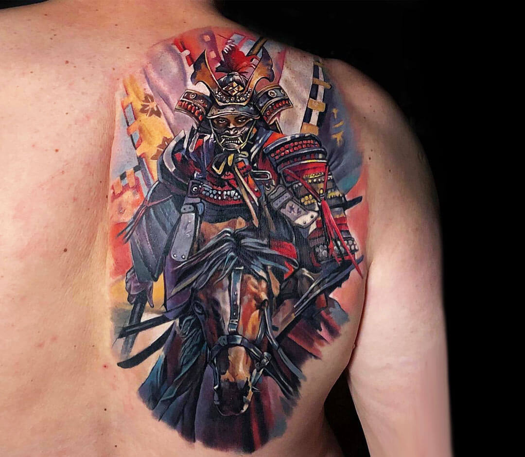 Hình xăm ác quỷ samurai trên lưng