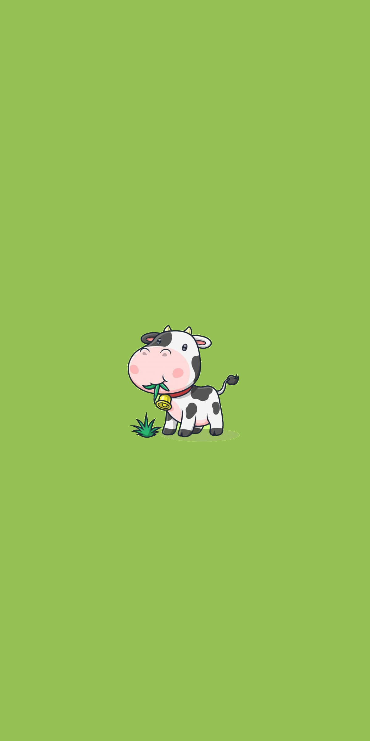 Hình nền màu xanh lá cây hình bò sữa cute