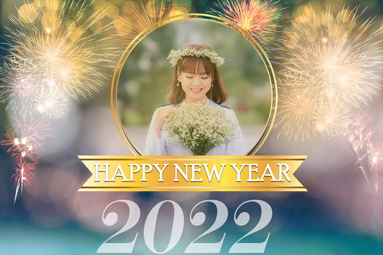 Thiệp gái xinh chúc mừng năm mới 2022