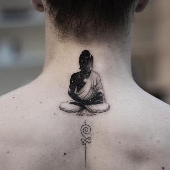 Hình xăm Phật nhỏ sau gáy