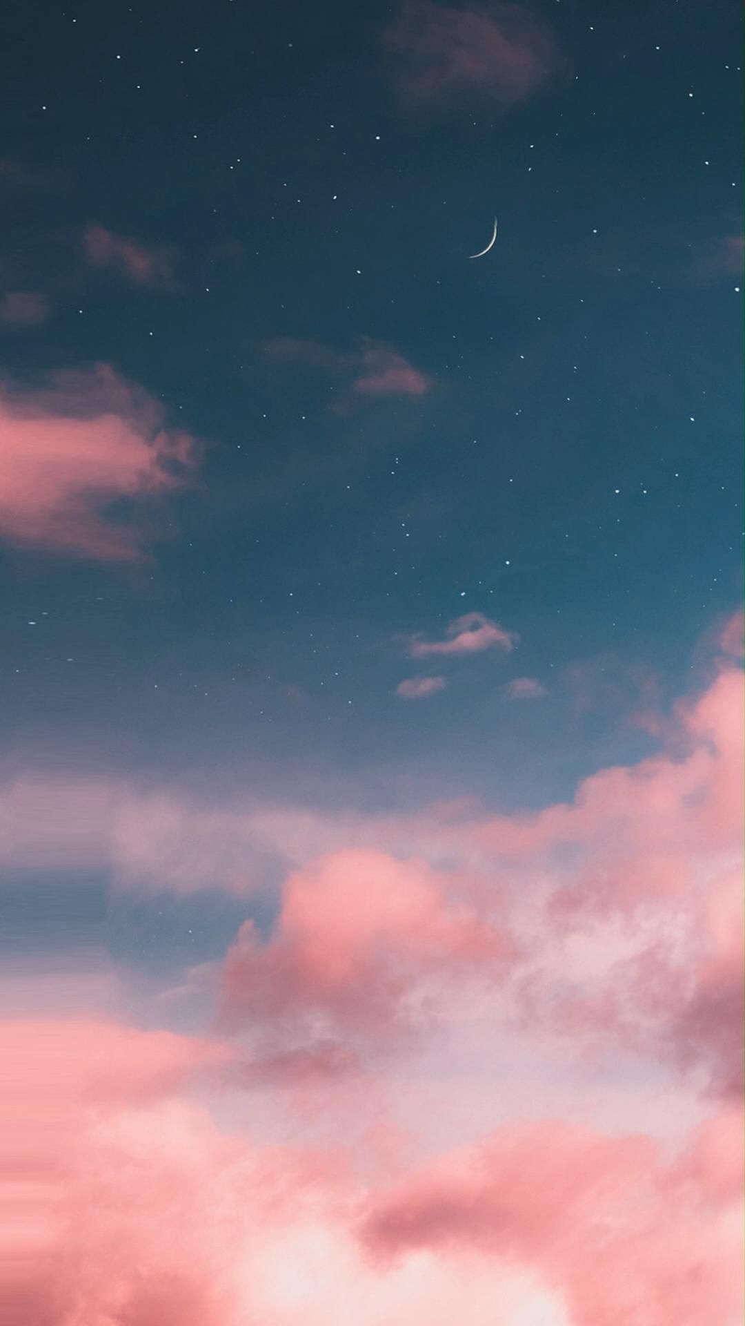 Hình ảnh anime bầu trời màu hồng tím