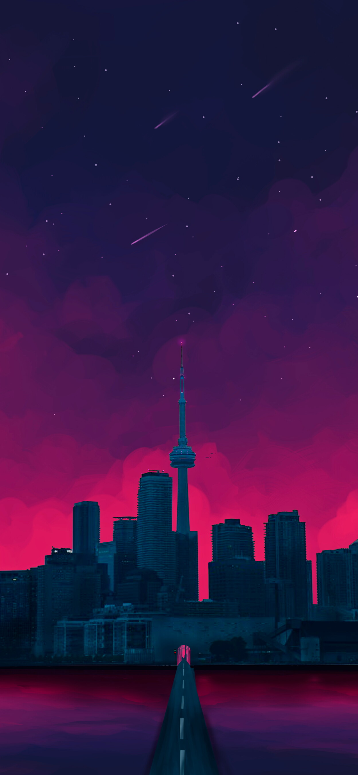 Purple Pink Sky Cityscape