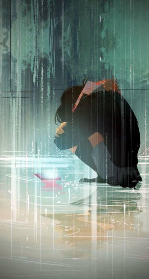 Hình hình ảnh avatar buồn bên dưới mưa