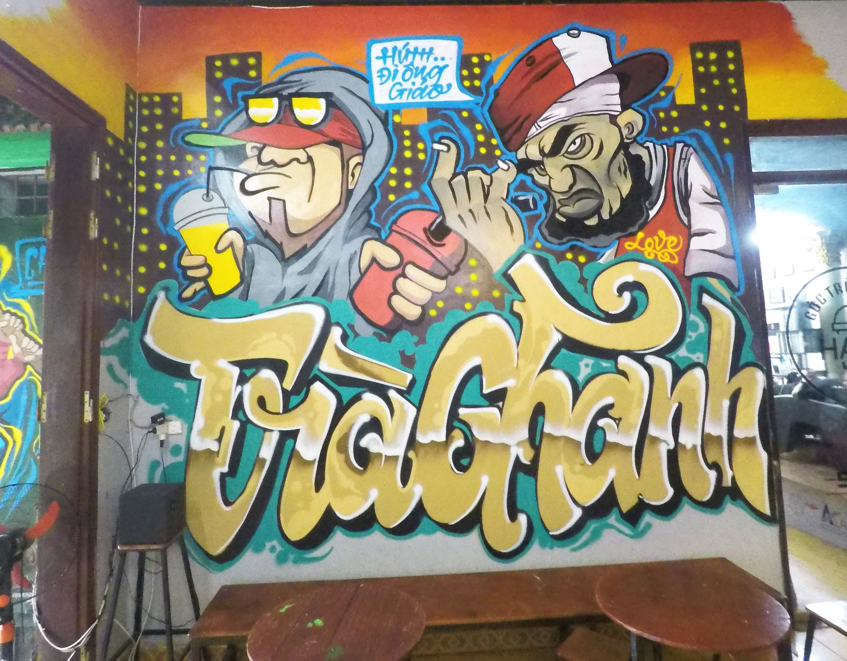 Hình ảnh graffiti của quán trà chanh