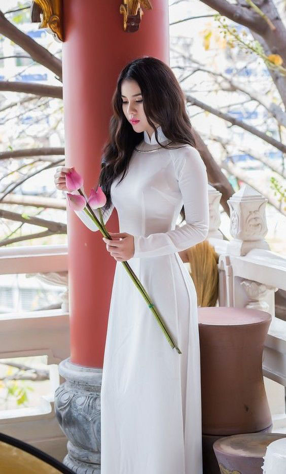 Hình ảnh gái xinh mặc áo dài trắng