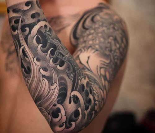 Hình Tattoo tô đen kín tay chất
