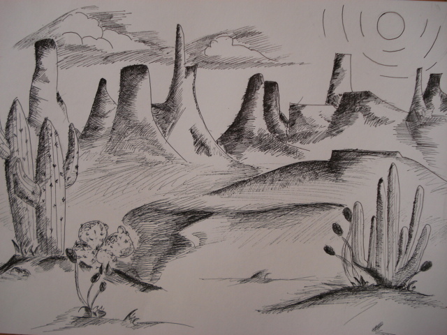 Vẽ phong cảnh sa mạc bằng bút chì
