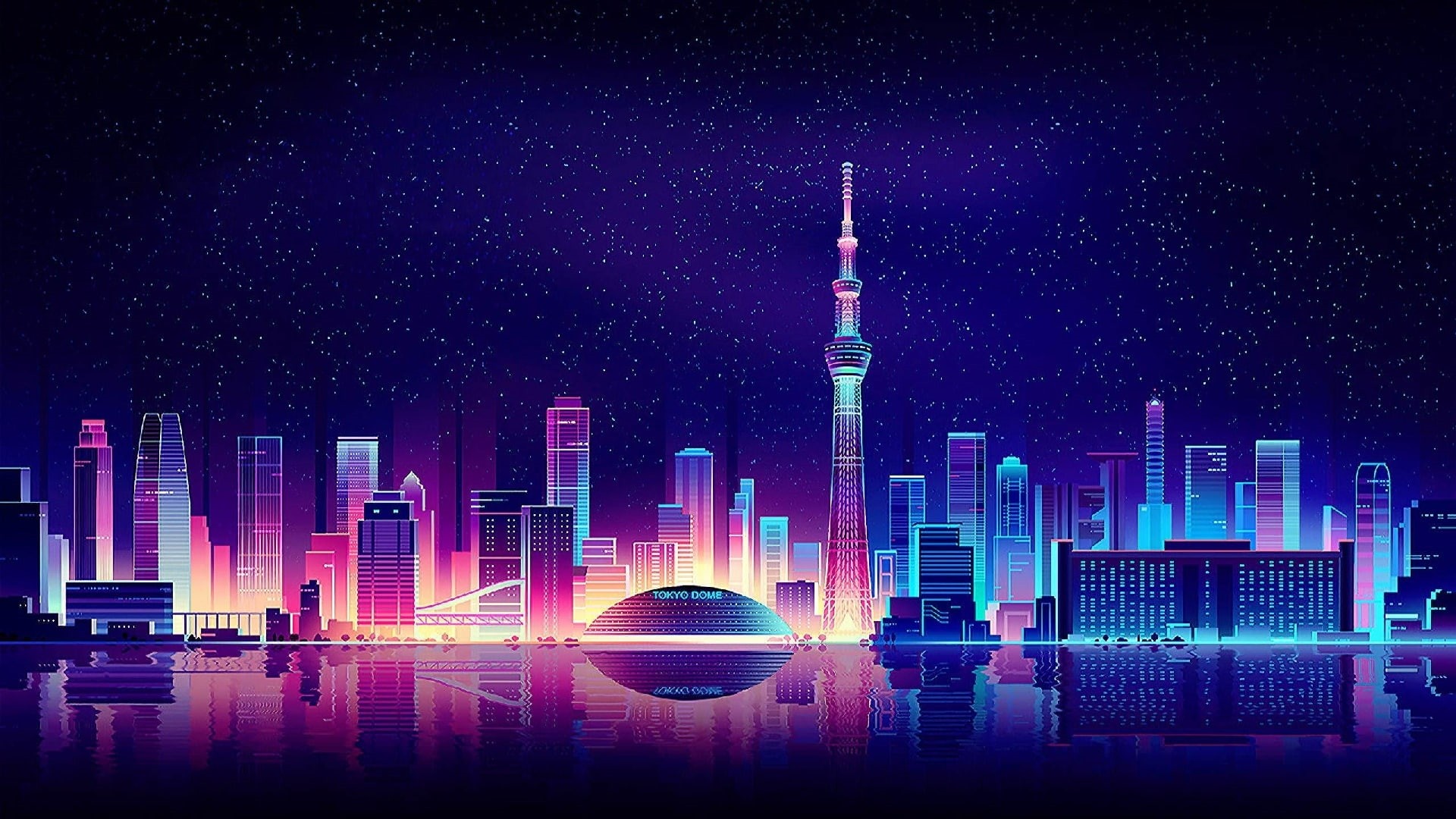 Ảnh nền thành phố về đêm 3D đẹp
