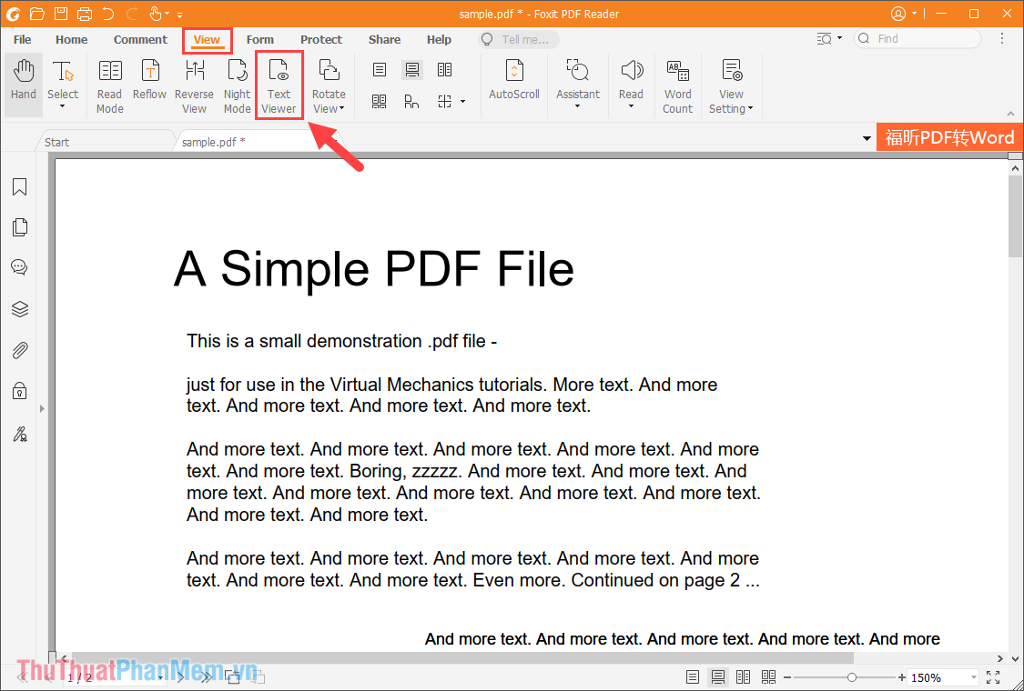 Chọn mục Text Viewer để xem toàn bộ nội dung chữ trong file PDF