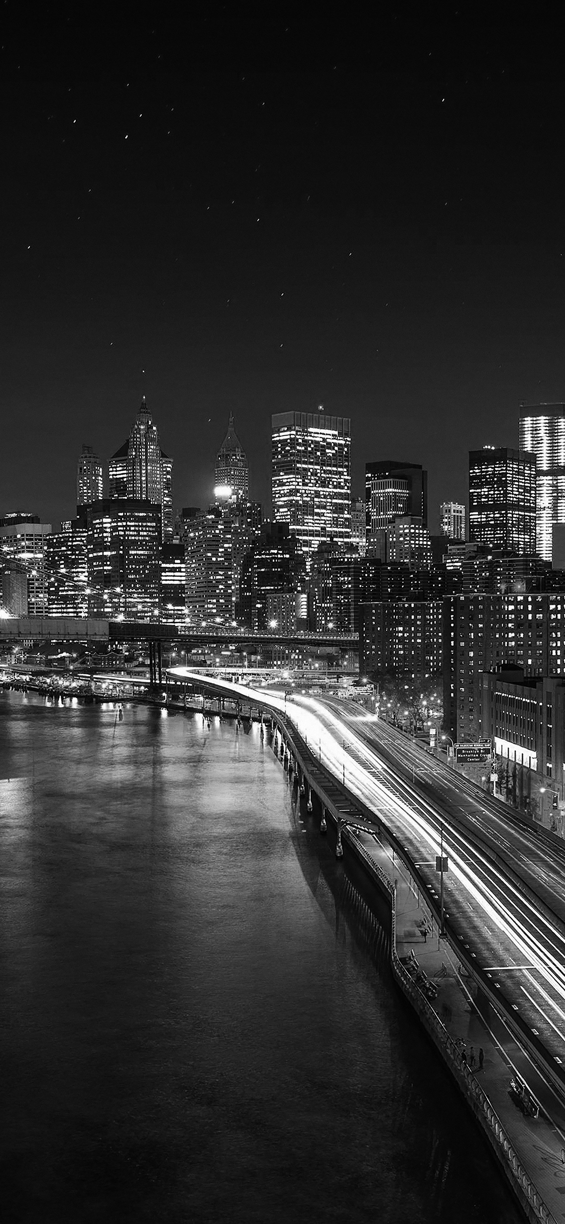 Hình nền đen trắng thành phố về đêm
