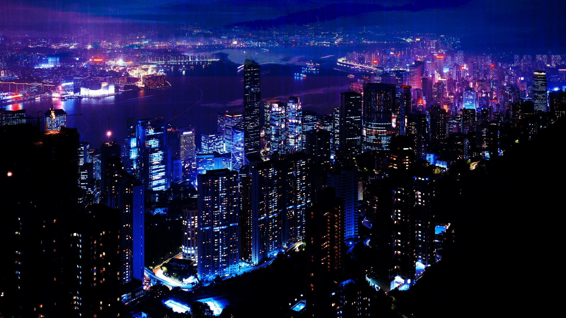 Hình nền thành phố lấp lánh về đêm