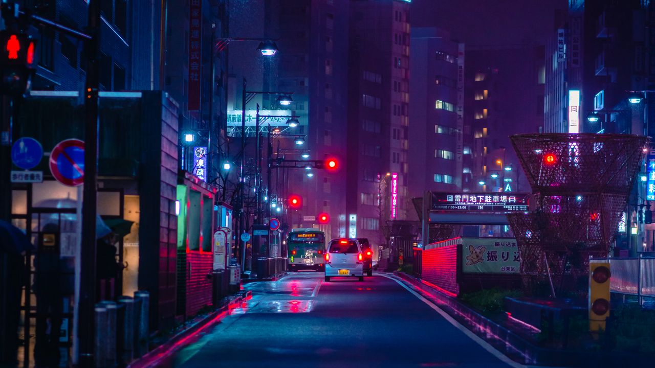 Hình nền thành phố về đêm buồn