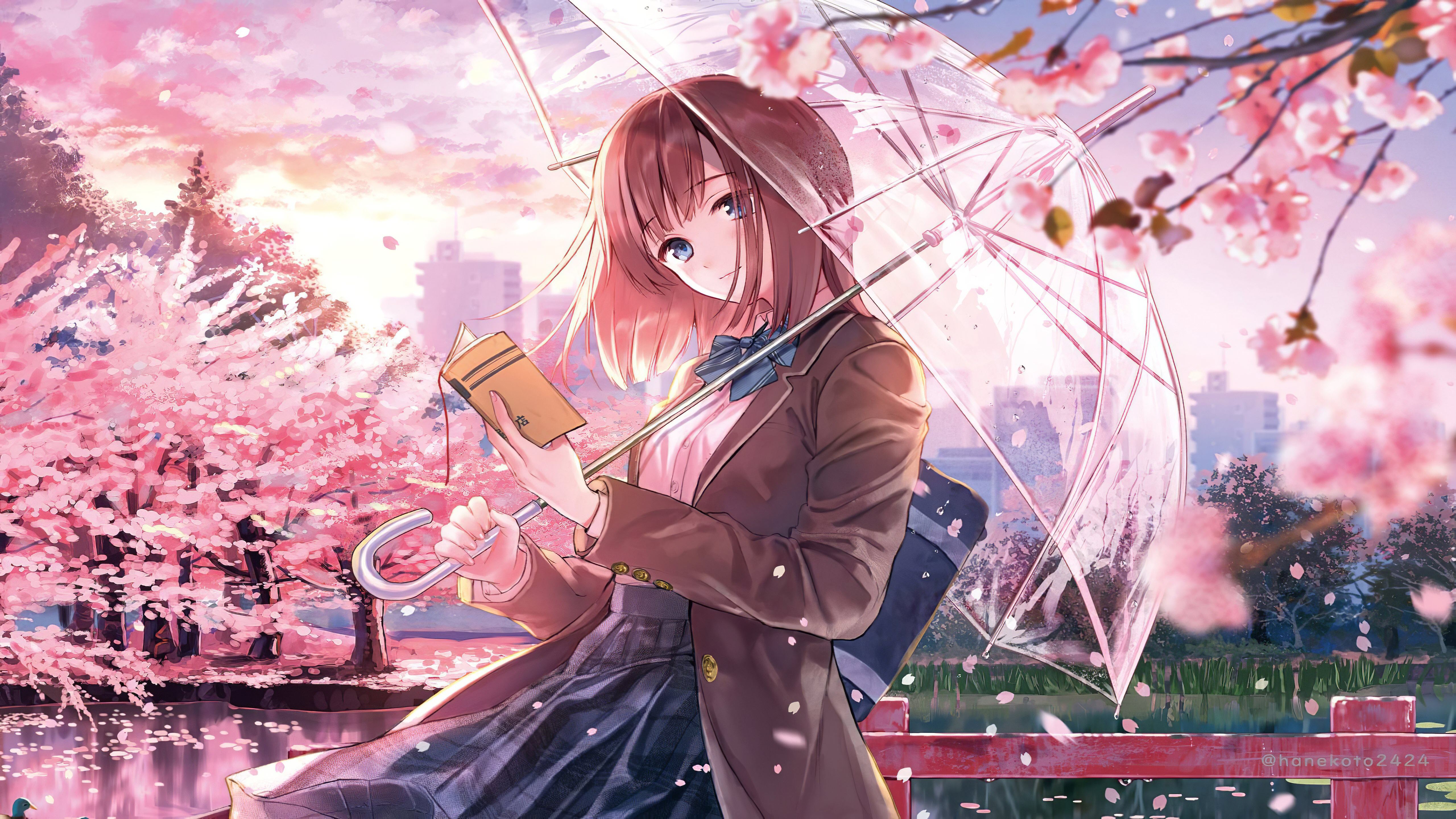 Hình nền Anime phong cảnh hoa anh đào Full HD cho điện thoại cực đẹp