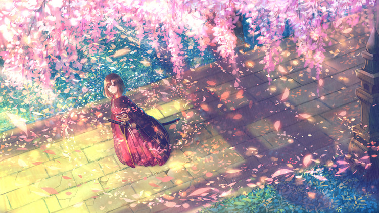Hình nền Anime cảnh quan hoa anh khoan đáng yêu và dễ thương Full HD