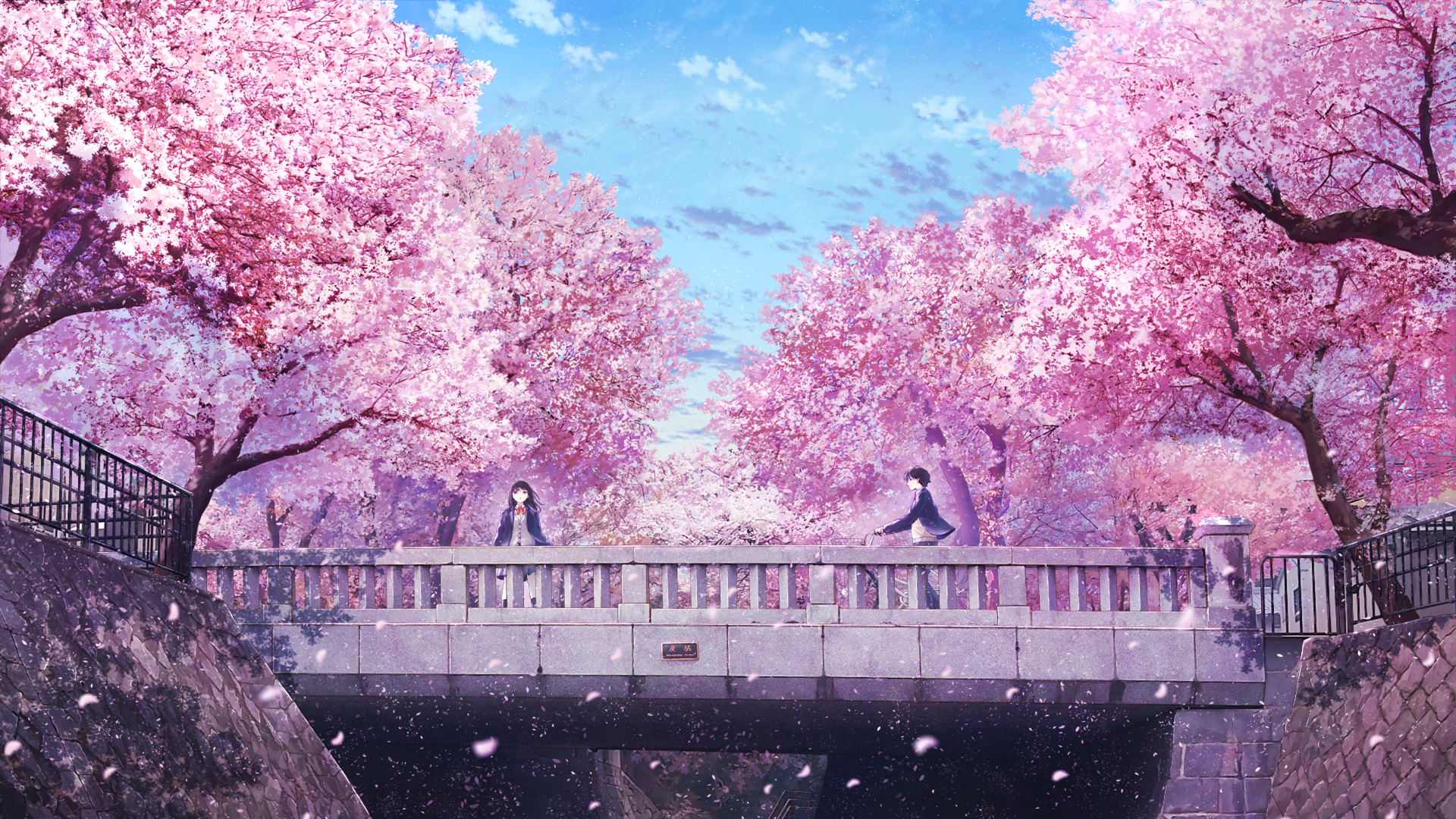 Hình nền Anime phong cảnh hoa anh đào tuyệt đẹp Full HD cho điện thoại