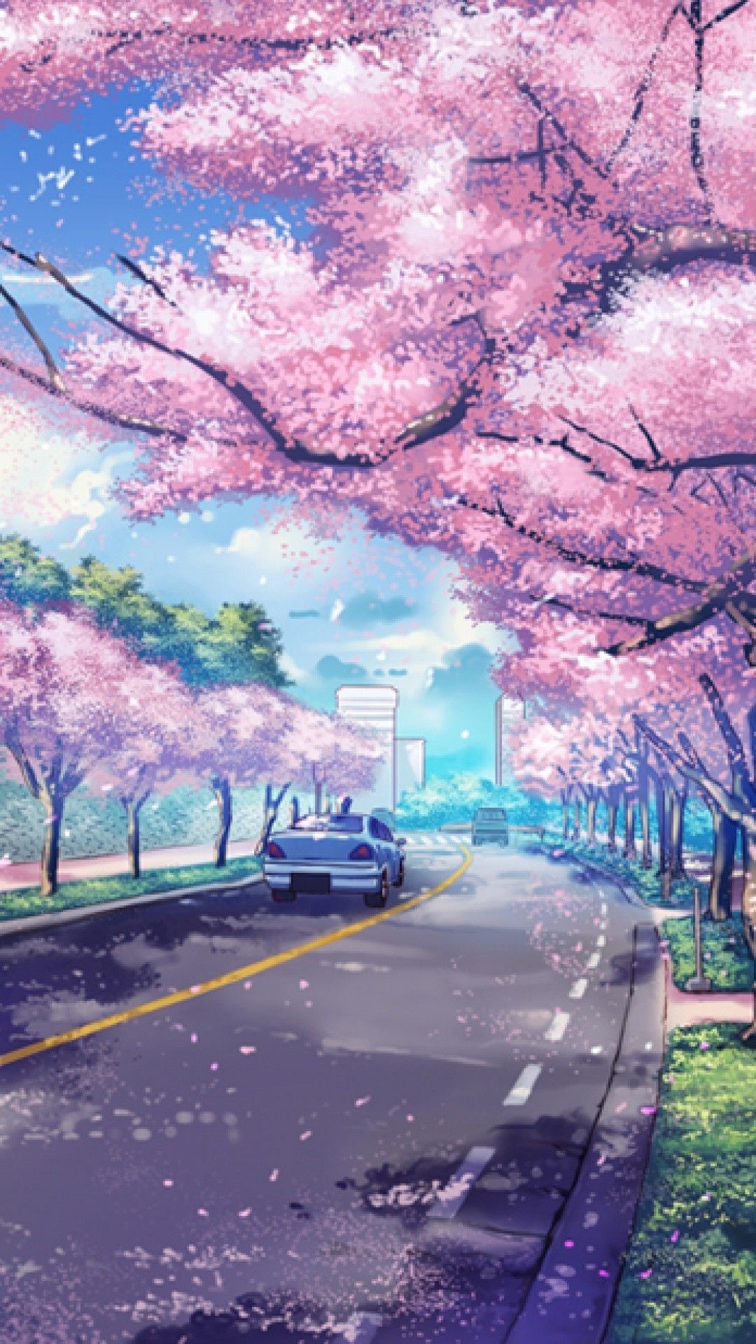 Hình nền Anime phong cảnh hoa anh đào tuyệt đẹp Full HD cho điện thoại