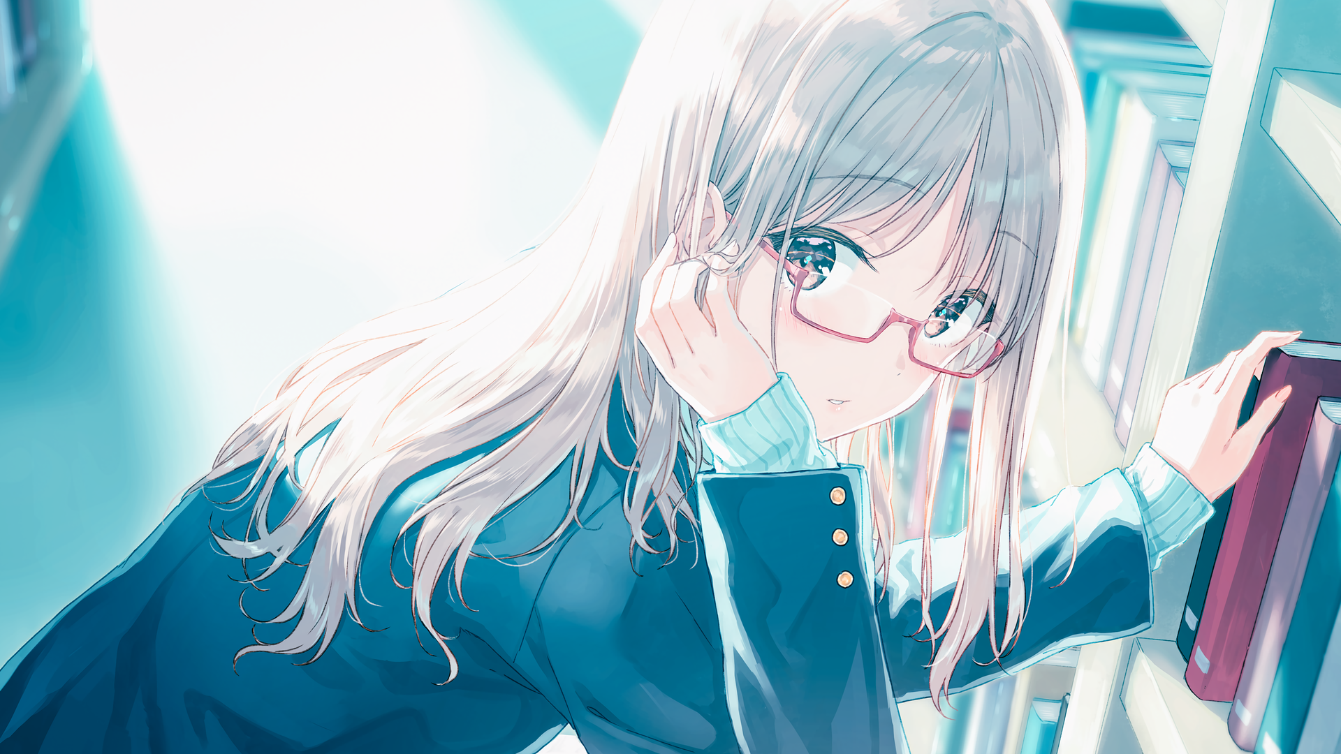Hình ảnh gái xinh tóc dài đeo kính che mặt anime đẹp