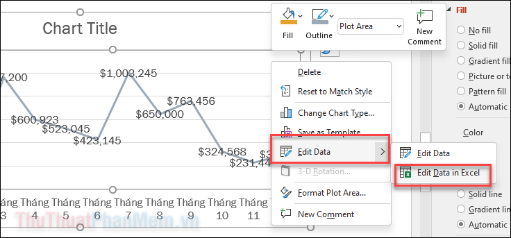 Chọn Edit Data In Excel