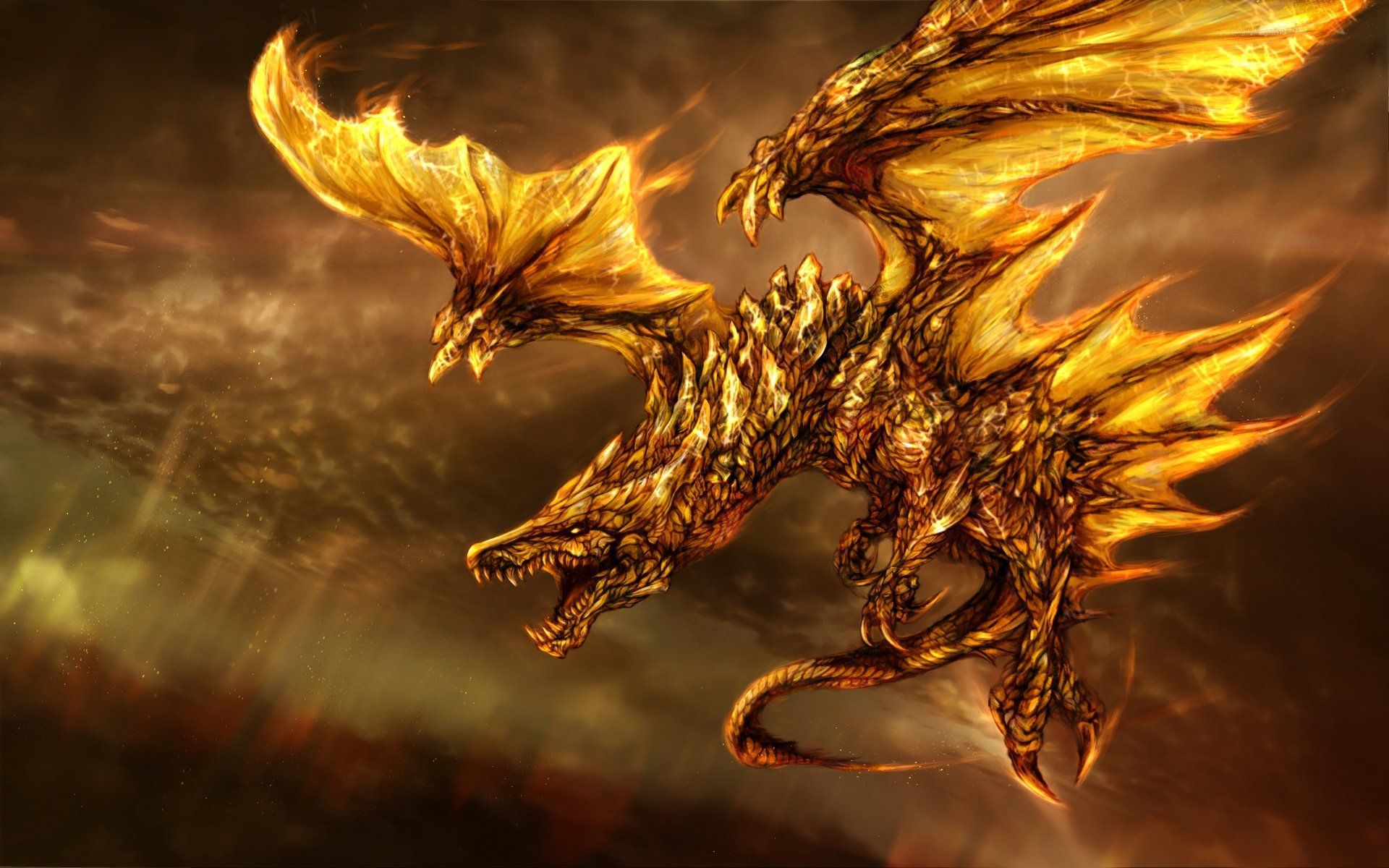 Gold Dragon 3D Wallpaper