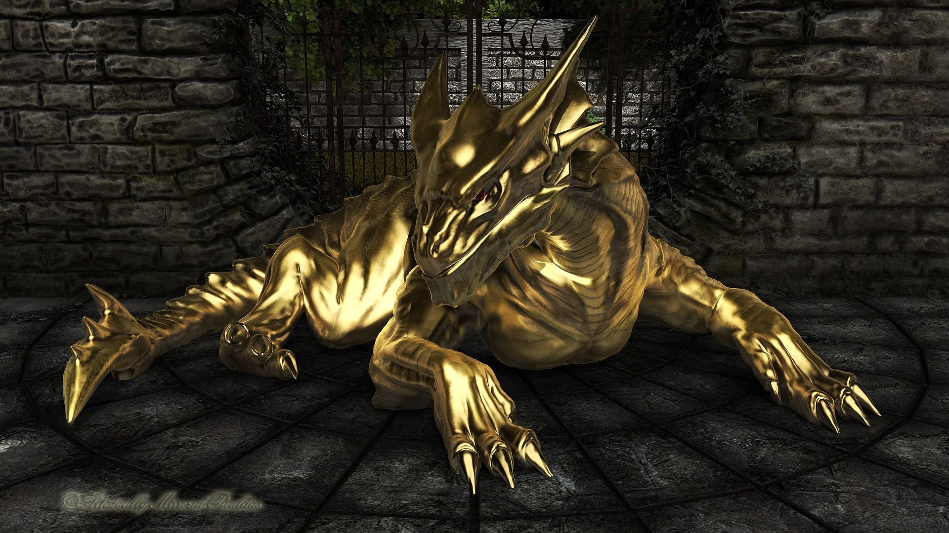 Hình nền đẹp về rồng vàng 3D
