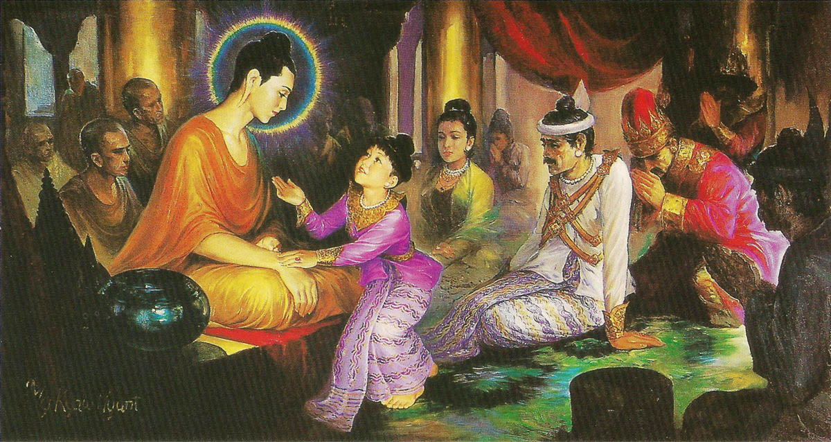 Hình ảnh Phật quỳ